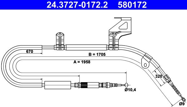 ATE 24.3727-0172.2 - Трос, гальмівна система autozip.com.ua