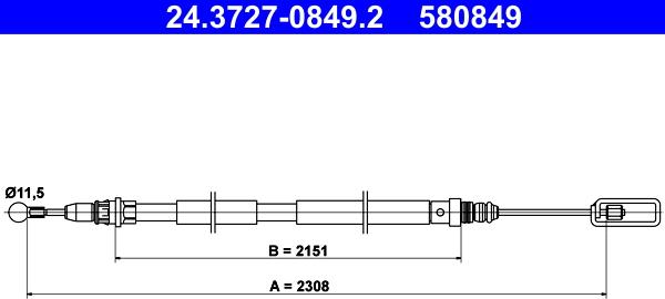 ATE 24.3727-0849.2 - Трос, гальмівна система autozip.com.ua