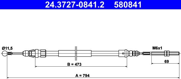 ATE 24.3727-0841.2 - Трос, гальмівна система autozip.com.ua