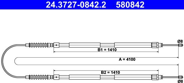 ATE 24.3727-0842.2 - Трос, гальмівна система autozip.com.ua