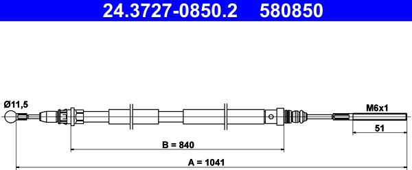 ATE 24.3727-0850.2 - Трос, гальмівна система autozip.com.ua