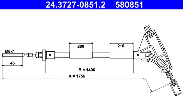 ATE 24.3727-0851.2 - Трос, гальмівна система autozip.com.ua