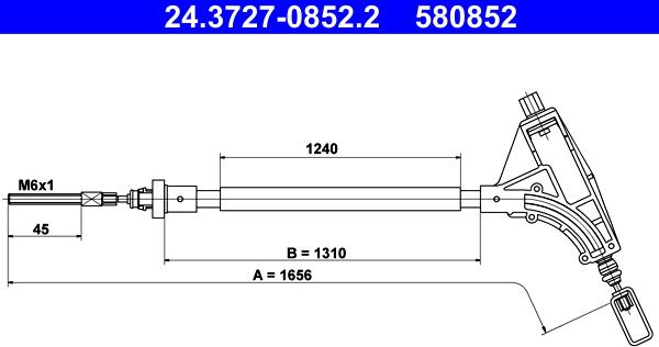 ATE 24.3727-0852.2 - Трос, гальмівна система autozip.com.ua