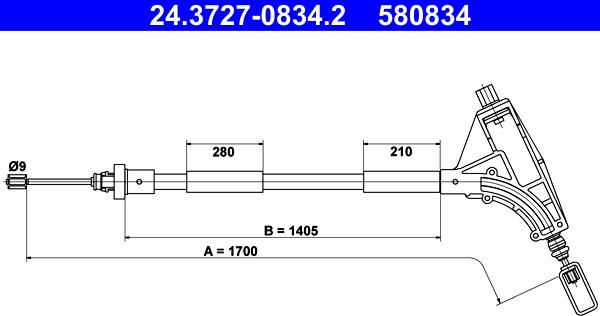 ATE 24.3727-0834.2 - Трос, гальмівна система autozip.com.ua