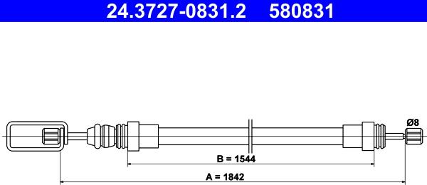 ATE 24.3727-0831.2 - Трос, гальмівна система autozip.com.ua