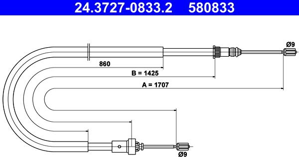 ATE 24.3727-0833.2 - Трос, гальмівна система autozip.com.ua