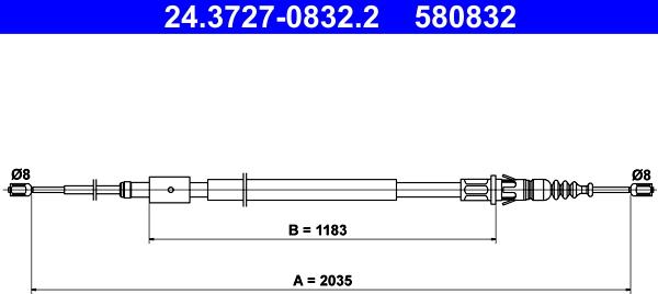 ATE 24.3727-0832.2 - Трос, гальмівна система autozip.com.ua