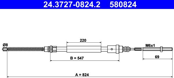 ATE 24.3727-0824.2 - Трос, гальмівна система autozip.com.ua