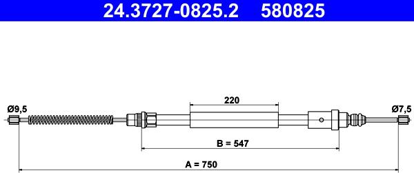 ATE 24.3727-0825.2 - Трос, гальмівна система autozip.com.ua