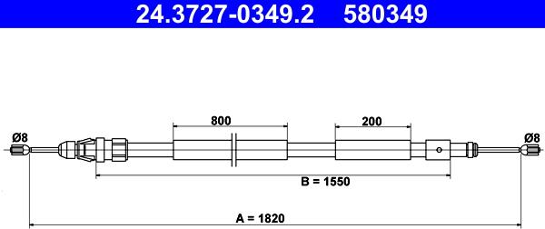 ATE 24.3727-0349.2 - Трос, гальмівна система autozip.com.ua