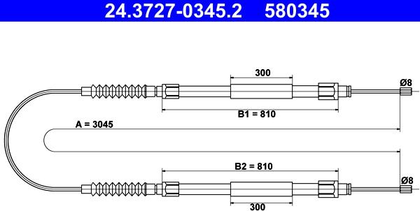 ATE 24.3727-0345.2 - Трос, гальмівна система autozip.com.ua