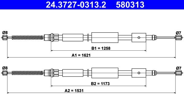 ATE 24.3727-0313.2 - Трос, гальмівна система autozip.com.ua