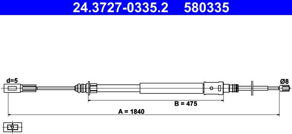 ATE 24.3727-0335.2 - Трос, гальмівна система autozip.com.ua