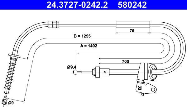 ATE 24.3727-0242.2 - Трос, гальмівна система autozip.com.ua