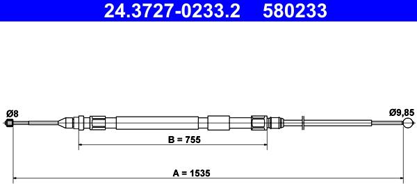 ATE 24.3727-0233.2 - Трос, гальмівна система autozip.com.ua