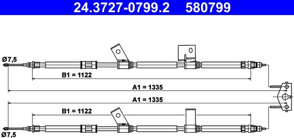 ATE 24.3727-0799.2 - Трос, гальмівна система autozip.com.ua