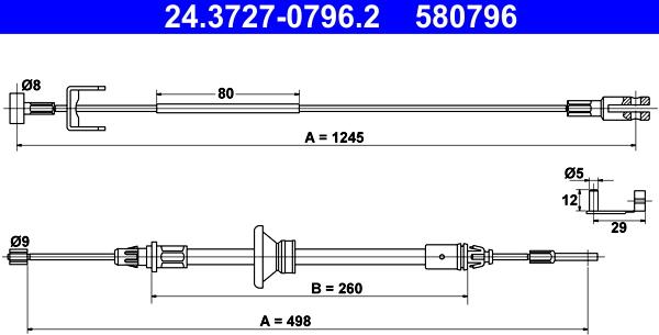 ATE 24.3727-0796.2 - Трос, гальмівна система autozip.com.ua