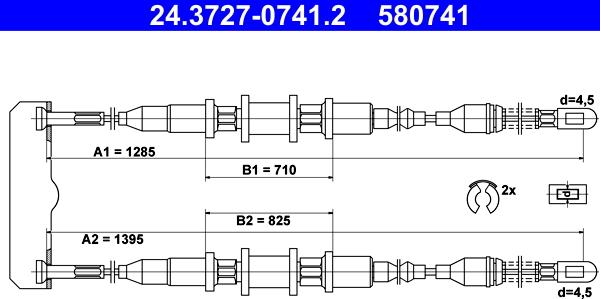 ATE 24.3727-0741.2 - Трос, гальмівна система autozip.com.ua