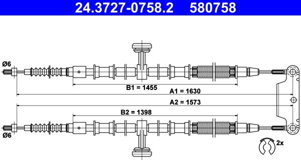 ATE 24.3727-0758.2 - Трос, гальмівна система autozip.com.ua