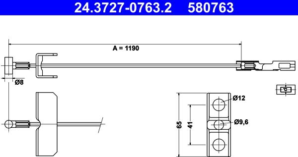 ATE 24.3727-0763.2 - Трос, гальмівна система autozip.com.ua