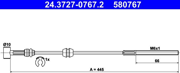 ATE 24.3727-0767.2 - Трос, гальмівна система autozip.com.ua