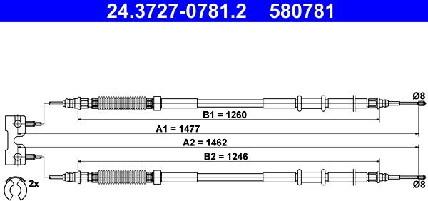 ATE 24.3727-0781.2 - Трос, гальмівна система autozip.com.ua