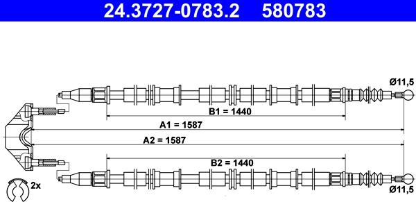 ATE 24.3727-0783.2 - Трос, гальмівна система autozip.com.ua