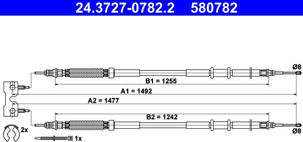 ATE 24.3727-0782.2 - Трос, гальмівна система autozip.com.ua