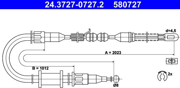 ATE 24.3727-0727.2 - Трос, гальмівна система autozip.com.ua