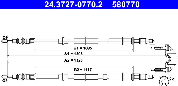 ATE 24.3727-0770.2 - Трос, гальмівна система autozip.com.ua