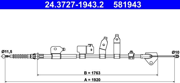 ATE 24.3727-1943.2 - Трос, гальмівна система autozip.com.ua