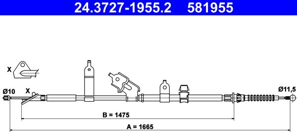 ATE 24.3727-1955.2 - Трос, гальмівна система autozip.com.ua