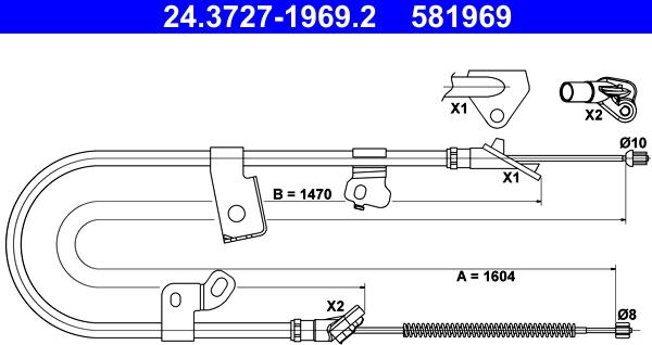 ATE 24.3727-1969.2 - Трос, гальмівна система autozip.com.ua