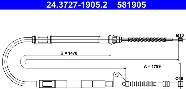 ATE 24.3727-1905.2 - Трос, гальмівна система autozip.com.ua