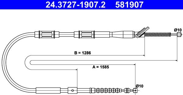 ATE 24.3727-1907.2 - Трос, гальмівна система autozip.com.ua