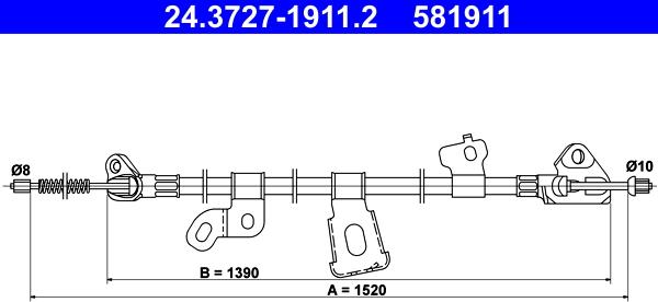 ATE 24.3727-1911.2 - Трос, гальмівна система autozip.com.ua