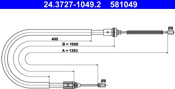 ATE 24.3727-1049.2 - Трос, гальмівна система autozip.com.ua