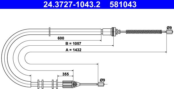 ATE 24.3727-1043.2 - Трос, гальмівна система autozip.com.ua