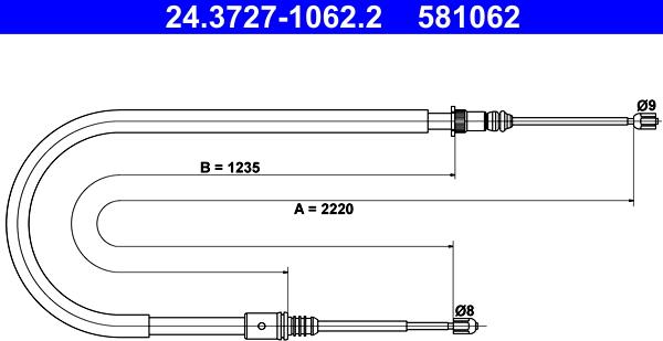 ATE 24.3727-1062.2 - Трос, гальмівна система autozip.com.ua