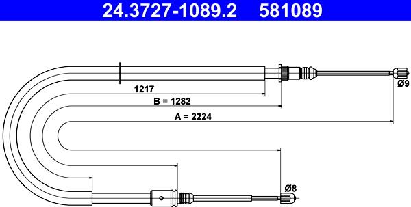 ATE 24.3727-1089.2 - Трос, гальмівна система autozip.com.ua