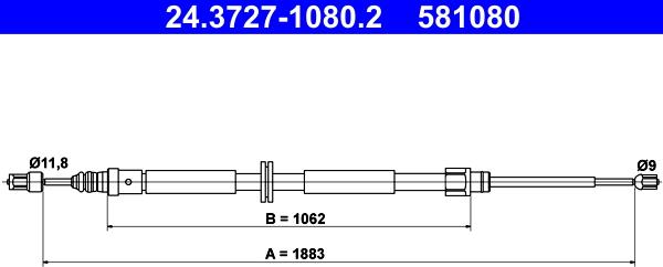 ATE 24.3727-1080.2 - Трос, гальмівна система autozip.com.ua