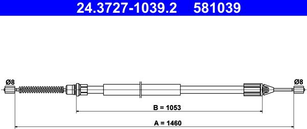 ATE 24.3727-1039.2 - Трос, гальмівна система autozip.com.ua