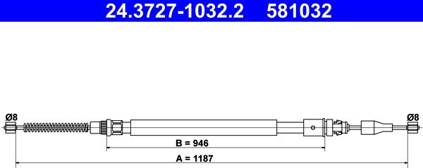 ATE 24.3727-1032.2 - Трос, гальмівна система autozip.com.ua