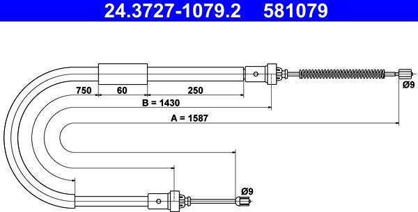 ATE 24.3727-1079.2 - Трос, гальмівна система autozip.com.ua