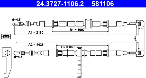 ATE 24.3727-1106.2 - Трос, гальмівна система autozip.com.ua