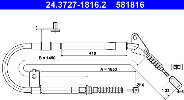 ATE 24.3727-1816.2 - Трос, гальмівна система autozip.com.ua