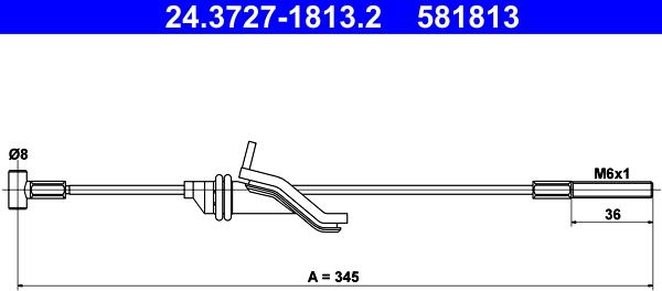 ATE 24.3727-1813.2 - Трос, гальмівна система autozip.com.ua