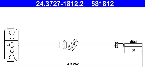 ATE 24.3727-1812.2 - Трос, гальмівна система autozip.com.ua