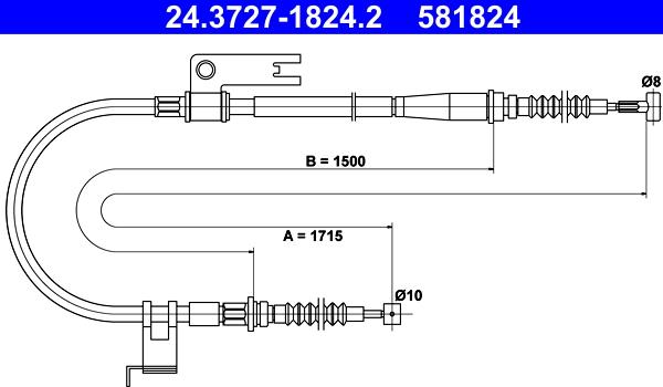 ATE 24.3727-1824.2 - Трос, гальмівна система autozip.com.ua