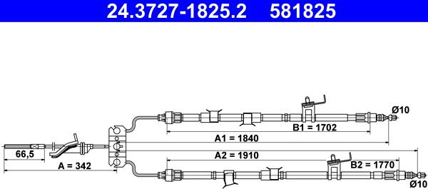 ATE 24.3727-1825.2 - Трос, гальмівна система autozip.com.ua